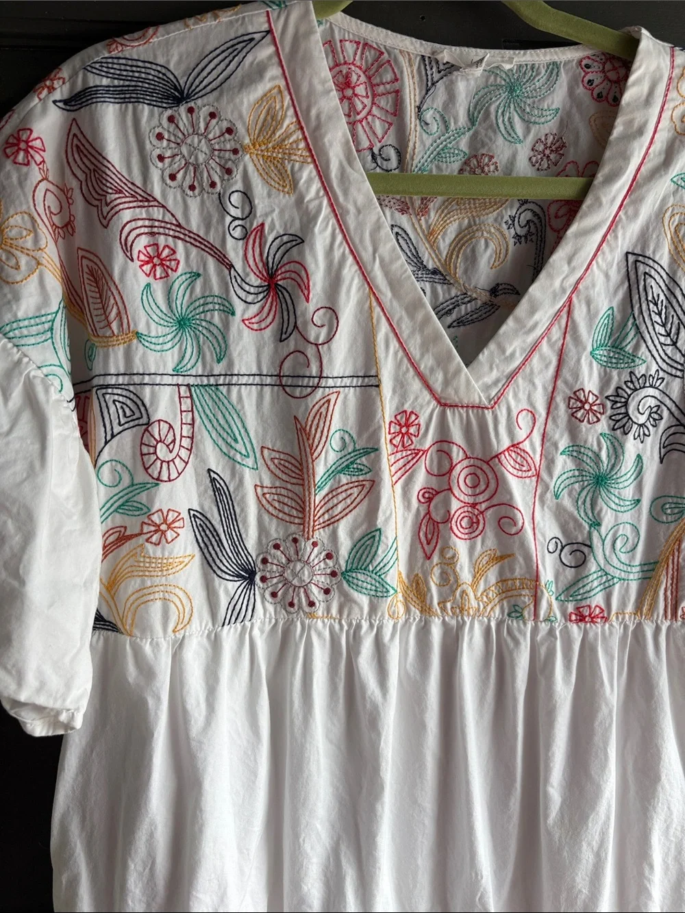 John W. Nordstrom White Dress with Multicolor Floral Embroidery - Picture 3 of 7